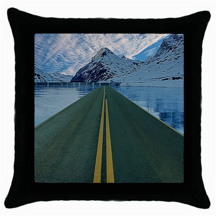 Road Ice Landscape Throw Pillow Case (Black)