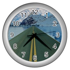 Road Ice Landscape Wall Clocks (silver)  by Celenk