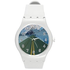 Road Ice Landscape Round Plastic Sport Watch (m)