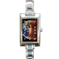 Climate Change Global Warming Rectangle Italian Charm Watch by Celenk