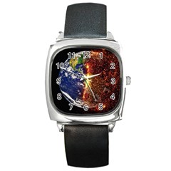 Climate Change Global Warming Square Metal Watch by Celenk