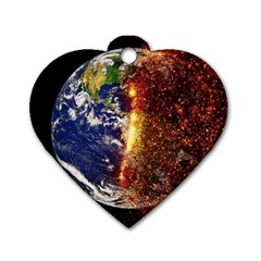 Climate Change Global Warming Dog Tag Heart (two Sides) by Celenk