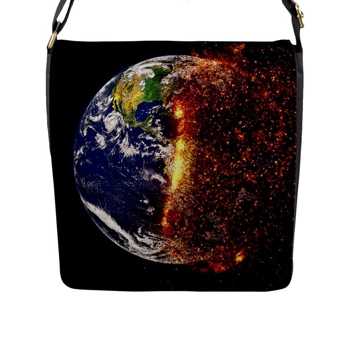 Climate Change Global Warming Flap Messenger Bag (L) 