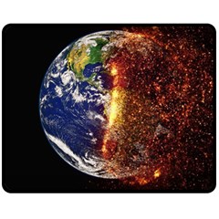 Climate Change Global Warming Double Sided Fleece Blanket (medium)  by Celenk