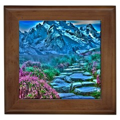 Pathway Nature Landscape Outdoor Framed Tiles by Celenk