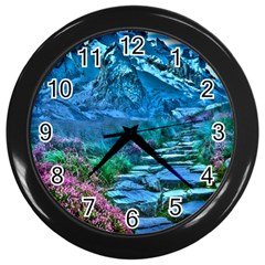 Pathway Nature Landscape Outdoor Wall Clocks (black) by Celenk