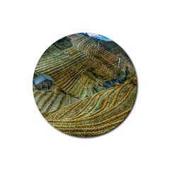 Rice Field China Asia Rice Rural Rubber Round Coaster (4 Pack)  by Celenk