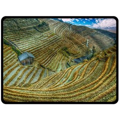 Rice Field China Asia Rice Rural Double Sided Fleece Blanket (large)  by Celenk