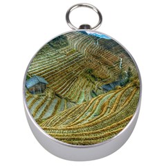 Rice Field China Asia Rice Rural Silver Compasses by Celenk