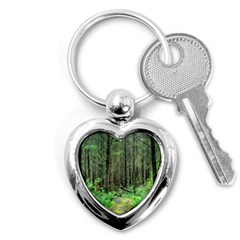 Forest Woods Nature Landscape Tree Key Chains (heart)  by Celenk