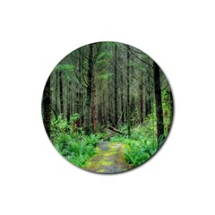 Forest Woods Nature Landscape Tree Rubber Coaster (round)  by Celenk