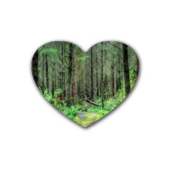 Forest Woods Nature Landscape Tree Heart Coaster (4 Pack)  by Celenk