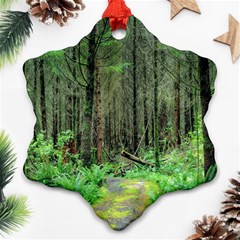 Forest Woods Nature Landscape Tree Snowflake Ornament (two Sides)