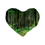 Forest Woods Nature Landscape Tree Standard 16  Premium Flano Heart Shape Cushions Front