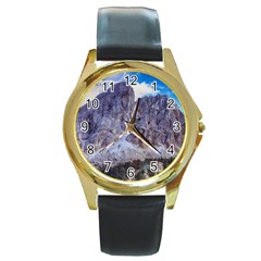 Rock Sky Nature Landscape Stone Round Gold Metal Watch by Celenk