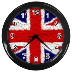 Union Jack Flag National Country Wall Clocks (black) by Celenk