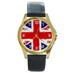 Union Jack Flag National Country Round Gold Metal Watch by Celenk