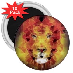 Fractal Lion 3  Magnets (10 Pack)  by Celenk