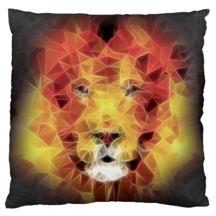 Fractal Lion Large Flano Cushion Case (One Side)