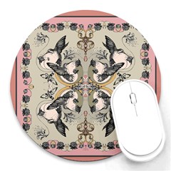 Vintage Birds Round Mousepads by Celenk