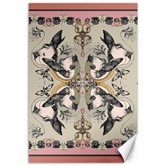 Vintage Birds Canvas 12  X 18   by Celenk