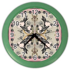 Vintage Birds Color Wall Clocks by Celenk