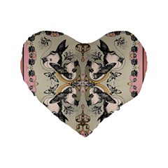 Vintage Birds Standard 16  Premium Heart Shape Cushions by Celenk