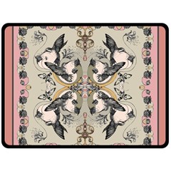 Vintage Birds Double Sided Fleece Blanket (large)  by Celenk