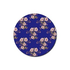 Ndigo Bedding Floral Rubber Coaster (round)  by Celenk