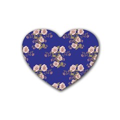 Ndigo Bedding Floral Rubber Coaster (heart)  by Celenk