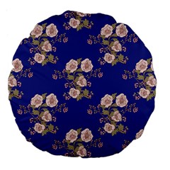 Ndigo Bedding Floral Large 18  Premium Flano Round Cushions by Celenk