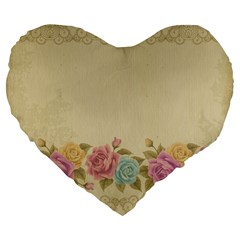 Shabby Country Large 19  Premium Flano Heart Shape Cushions by NouveauDesign