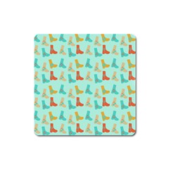 Blue Orange Boots Square Magnet by snowwhitegirl