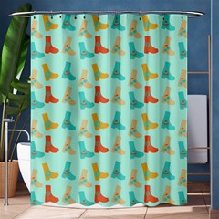 Blue Orange Boots Shower Curtain 60  X 72  (medium)  by snowwhitegirl