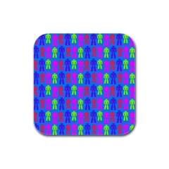 Neon Robot Rubber Square Coaster (4 Pack)  by snowwhitegirl