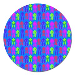 Neon Robot Magnet 5  (round) by snowwhitegirl