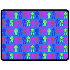 Neon Robot Fleece Blanket (large)  by snowwhitegirl