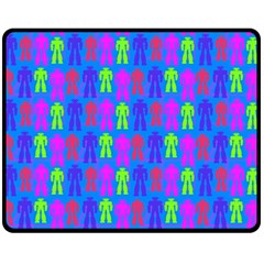 Neon Robot Double Sided Fleece Blanket (medium)  by snowwhitegirl