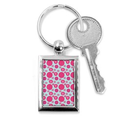 Blue Retro Dots Key Chains (rectangle)  by snowwhitegirl