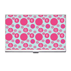 Blue Retro Dots Business Card Holders by snowwhitegirl