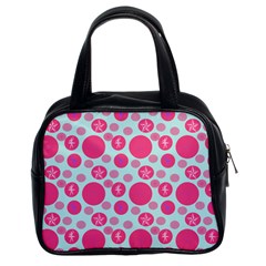 Blue Retro Dots Classic Handbags (2 Sides) by snowwhitegirl