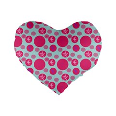 Blue Retro Dots Standard 16  Premium Heart Shape Cushions by snowwhitegirl