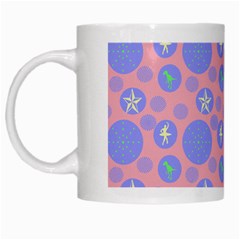 Pink Retro Dots White Mugs by snowwhitegirl