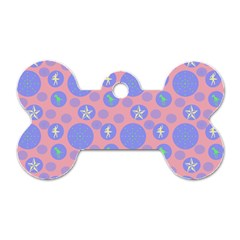 Pink Retro Dots Dog Tag Bone (one Side) by snowwhitegirl