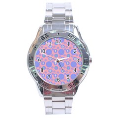 Pink Retro Dots Stainless Steel Analogue Watch by snowwhitegirl