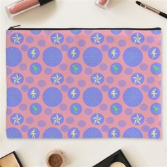 Pink Retro Dots Cosmetic Bag (xxxl)  by snowwhitegirl