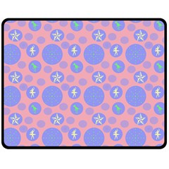 Pink Retro Dots Double Sided Fleece Blanket (medium)  by snowwhitegirl