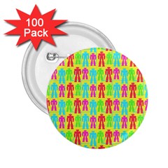 Colorful Robots 2 25  Buttons (100 Pack)  by snowwhitegirl