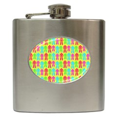 Colorful Robots Hip Flask (6 Oz)