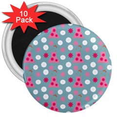 Pink Dress Blue 3  Magnets (10 Pack)  by snowwhitegirl